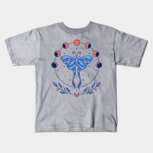 Celestial Luna Moth & Moon Phases Kids T-Shirt